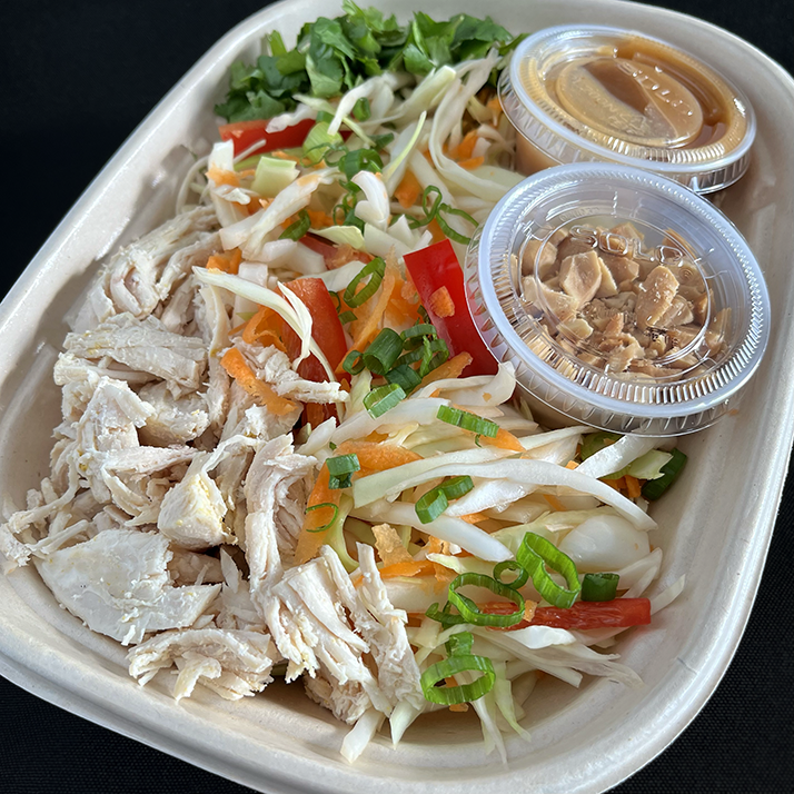 Asian Slaw with Chicken and Ginger Peanut Dressing (GF, DF)