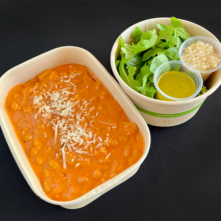 Creamy Tomato Beans and Greens (Veg, GF option)