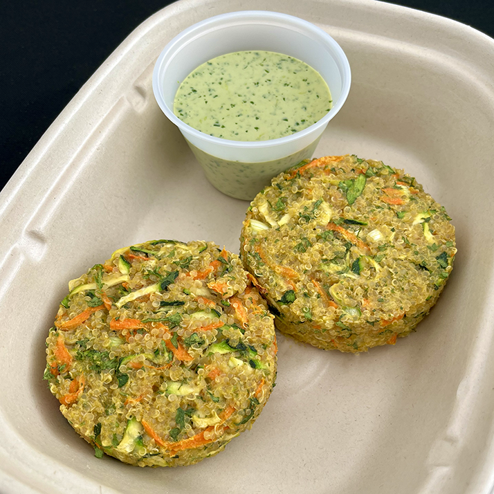 Quinoa Patties with Ume Plum-Cilantro Yogurt Sauce (GF, Veg)