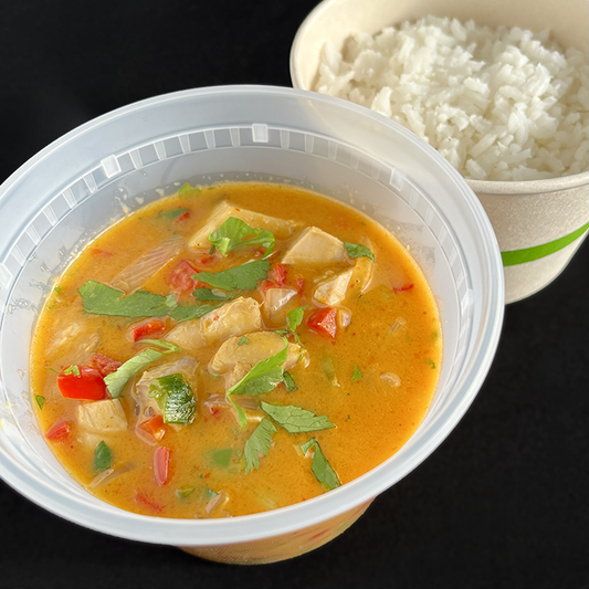 Chicken and Bell Pepper Thai Coconut Curry with Rice (GF, DF)