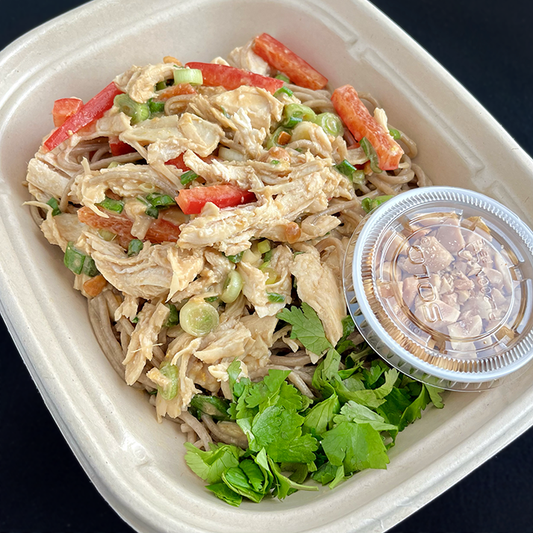 Asian Chicken and Noodle Salad with Ginger-Peanut Dressing (DF)
