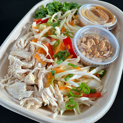 Asian Slaw with Chicken and Ginger Peanut Dressing (GF, DF)