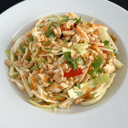Asian Slaw with Chicken and Ginger Peanut Dressing (GF, DF)
