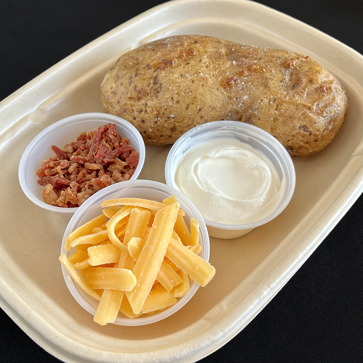Baked Potatoes with Cheddar, Sour Cream and Bacon (GF)