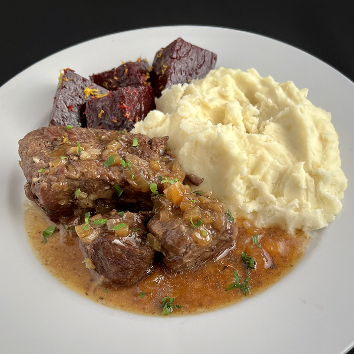 Balsamic Beef Pot Roast with Garlic Mashed Potatoes (GF)