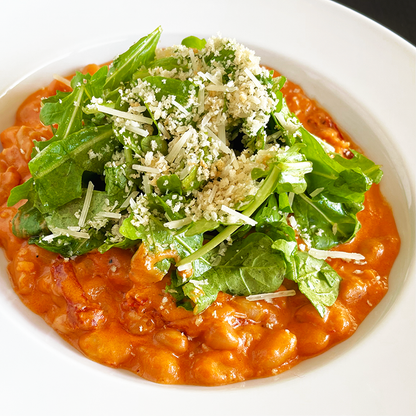 Creamy Tomato Beans and Greens (Veg, GF option)