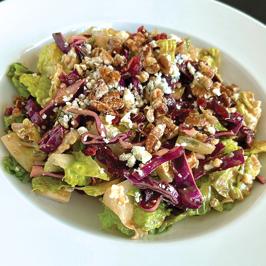 Blue Cheese Chopped Salad with Candied Pecans and Dried Cranberries (GF, Veg)