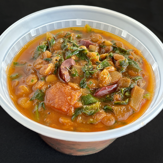 Smoky Tomato Lentil Soup with Spinach and Olives (GF, DF, V)