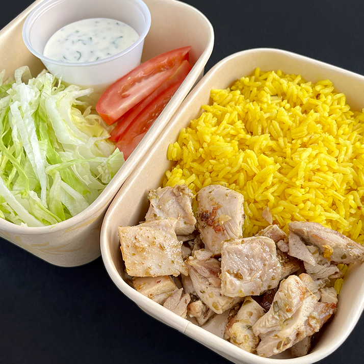 Street Cart-Style Chicken with Rice and White Sauce (GF)