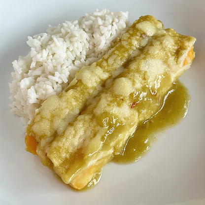 Salsa Verde Cheese Enchiladas with Rice (GF, V)